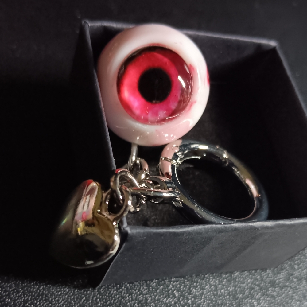 Eyeball Bag Charm Keychain with Heart Charm (NWT)